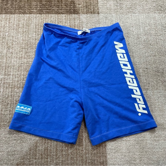 NEW MADHAPPY ATHLETIC BIKER BLUE SHORTS SZ EXTRA SMALL XS